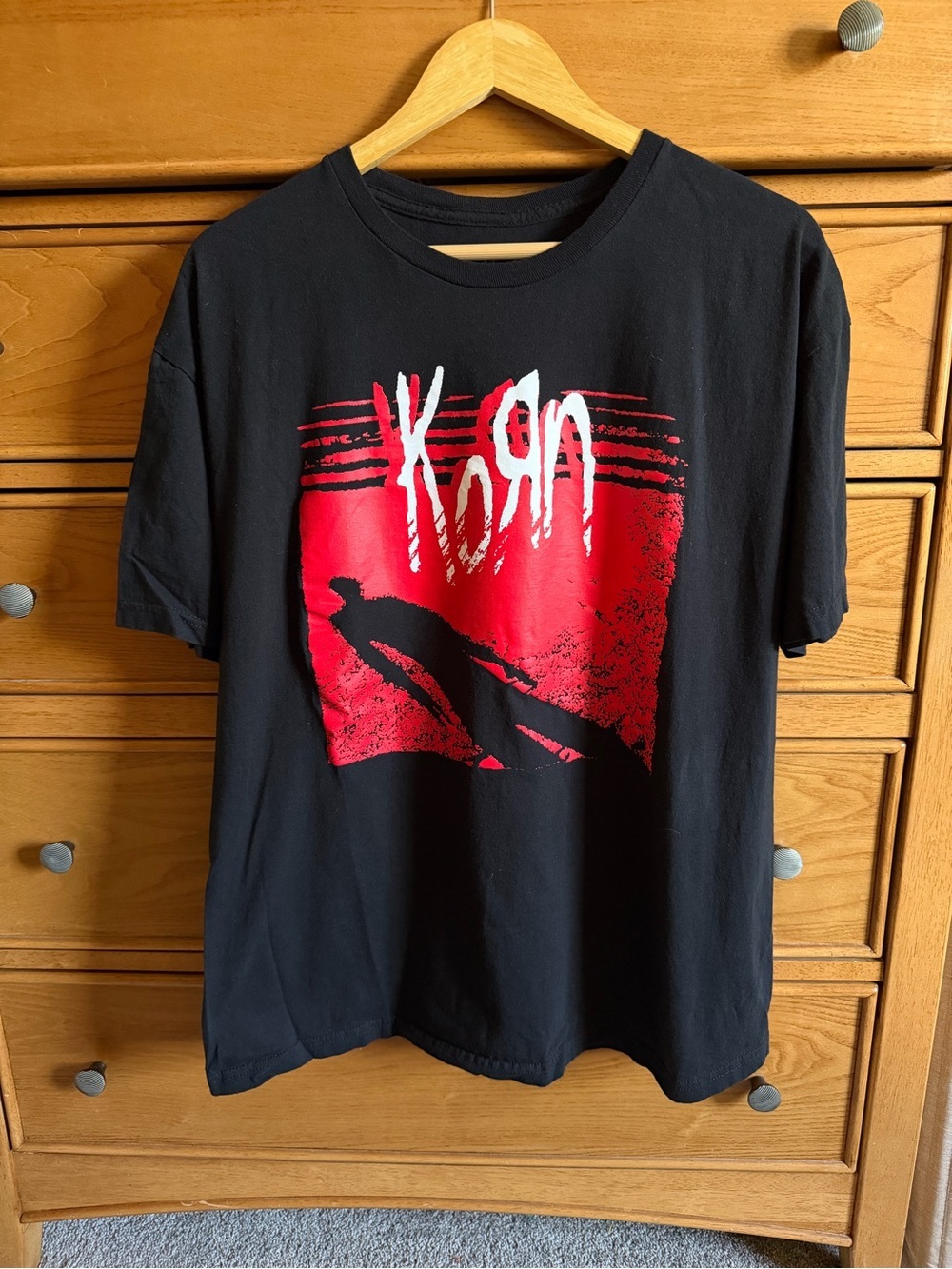 KORN Shadow Man Album Cover Rock Music Band Tee Shirt Size XL Black Red Graphic